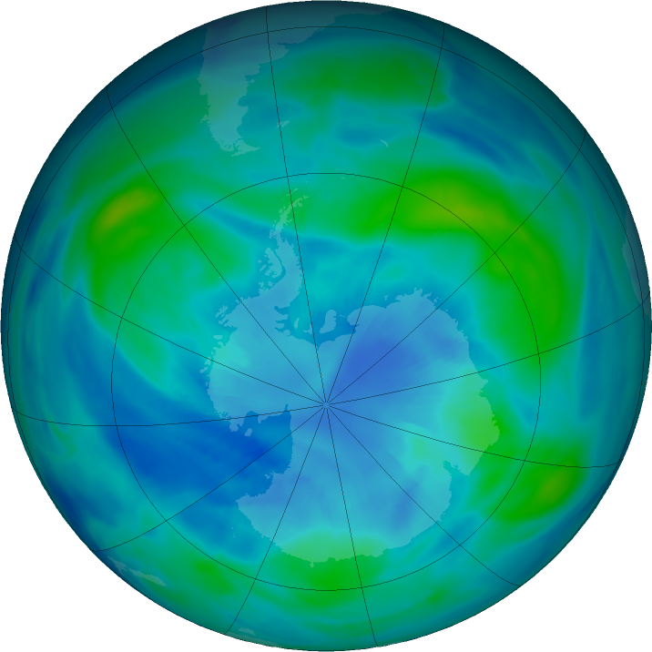 Antarctic ozone map for 02 April 2023